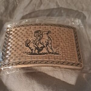 Men's Gold and Black Belt Buckle